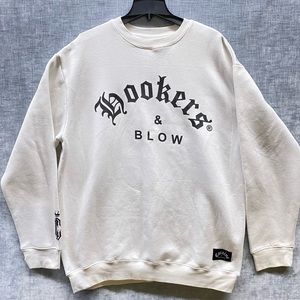Cocaine & Caviar Hookers & Blow Sweater Pullover Men’s 2XL White Crewneck